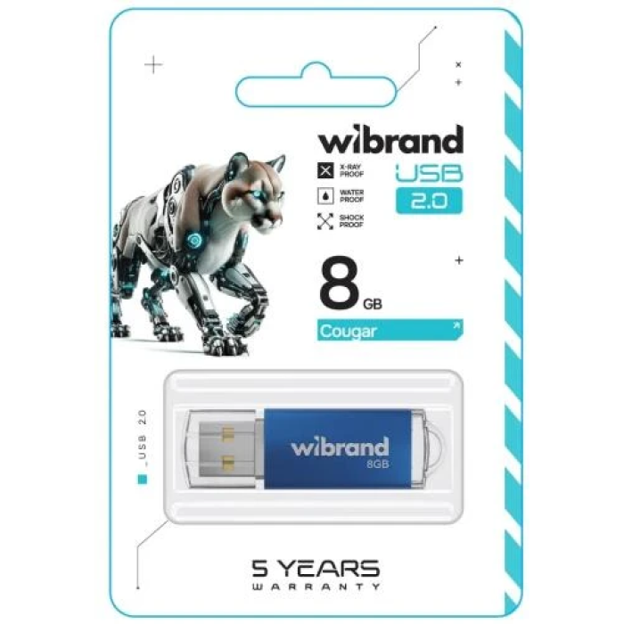 Флешка Wibrand Cougar 8 ГБ із підключенням USB 2.0