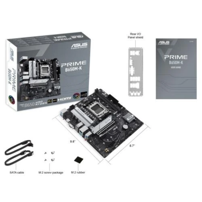 Материнська плата AM5 Asus PRIME B650M-K, B650, 2xDDR5, Int.Video (CPU), 4xSATA3, 2xM.2, 1xPCI-E 4.0 x16, 2xPCI-E 4.0 x1, Realtek 7.1, Realtek 2.5Gb, 6xUSB3.2/6xUSB2.0, VGA/HDMI, MicroATX