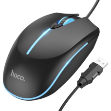 Миша Hoco GM37 "Wonderful", Black, USB, оптична, 800-2400 dpi, LED підсвічування, 4 кнопки, 1.4 м