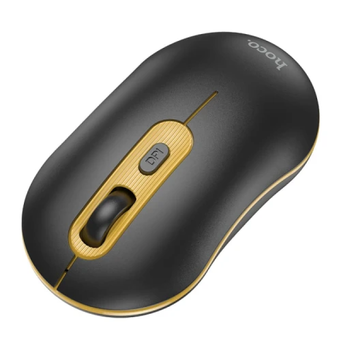 Миша бездротова Hoco GM21 "Platinum", Black/Yellow, USB 2.4GHz, оптична, 1000-1600 dpi, 4 кнопки, 1xAA