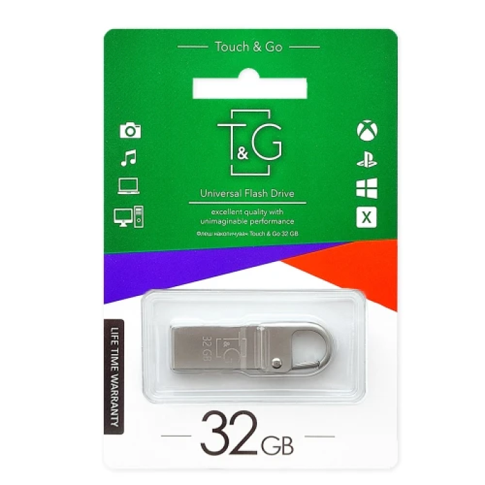 Флеш накопичувач USB 32Gb T&G Metal TG027, Silver, USB 2.0 (TG027-32G)