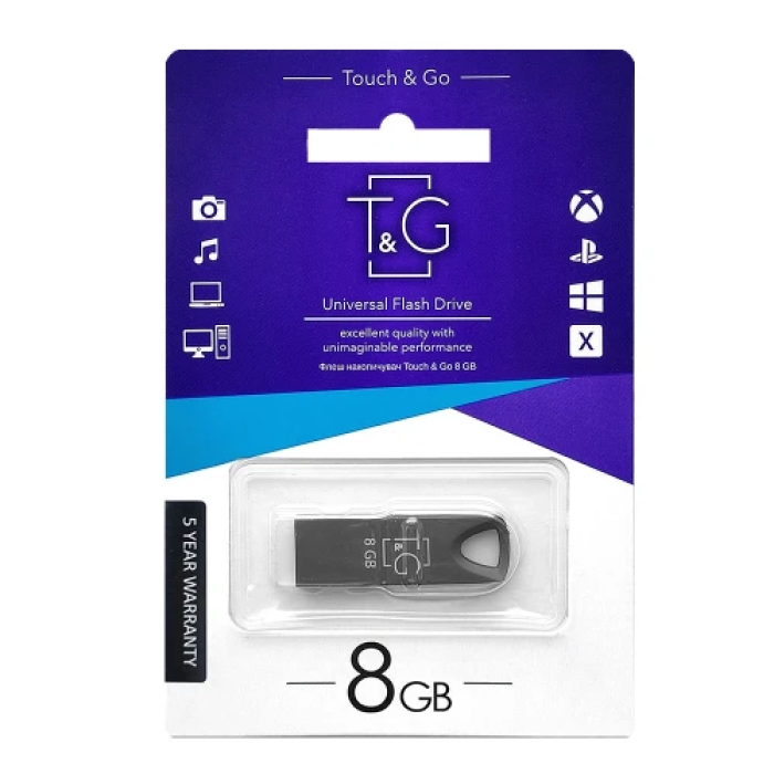 Флеш накопичувач USB 8Gb T&G Metal TG117, Black, USB 2.0 (TG117BK-8G)