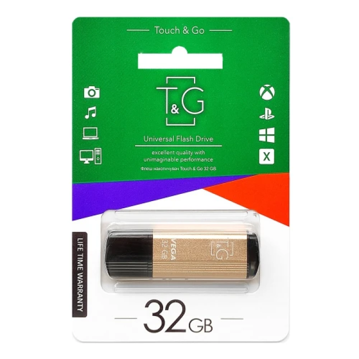 Флеш накопичувач USB 32Gb T&G Vega TG121, Gold, USB 2.0 (TG121-32GBGD)