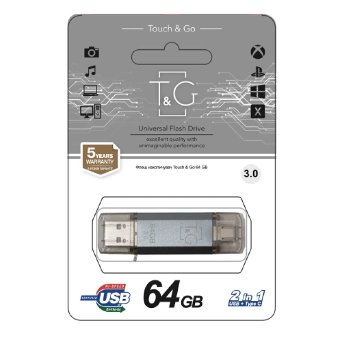 Флешка USB T&G Star TG009TC на 64 ГБ з Type-C і USB 3.0