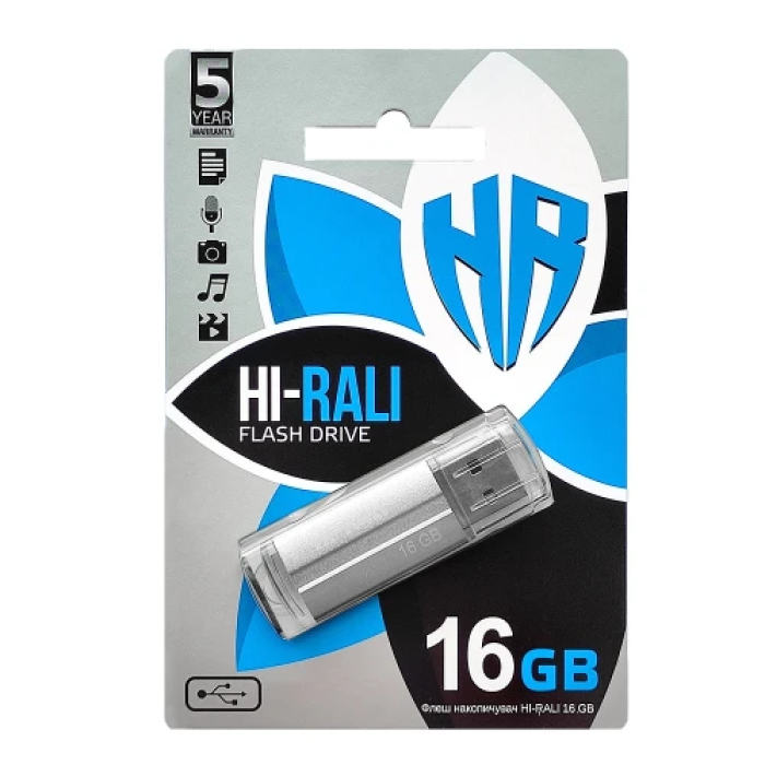 Флеш накопичувач USB 16Gb Hi-Rali Corsair, Silver, USB 2.0 (HI-16GBCORSL)