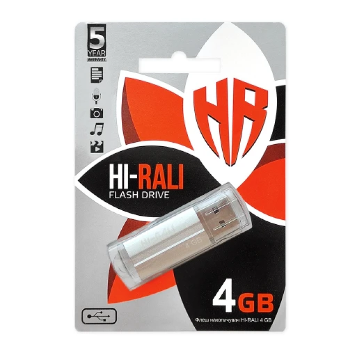 Флешка USB Hi-Rali Corsair 4 ГБ сріблястого кольору