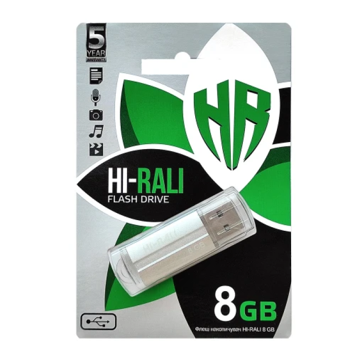 Флеш накопичувач USB 8Gb Hi-Rali Corsair, Silver, USB 2.0 (HI-8GBCORSL)