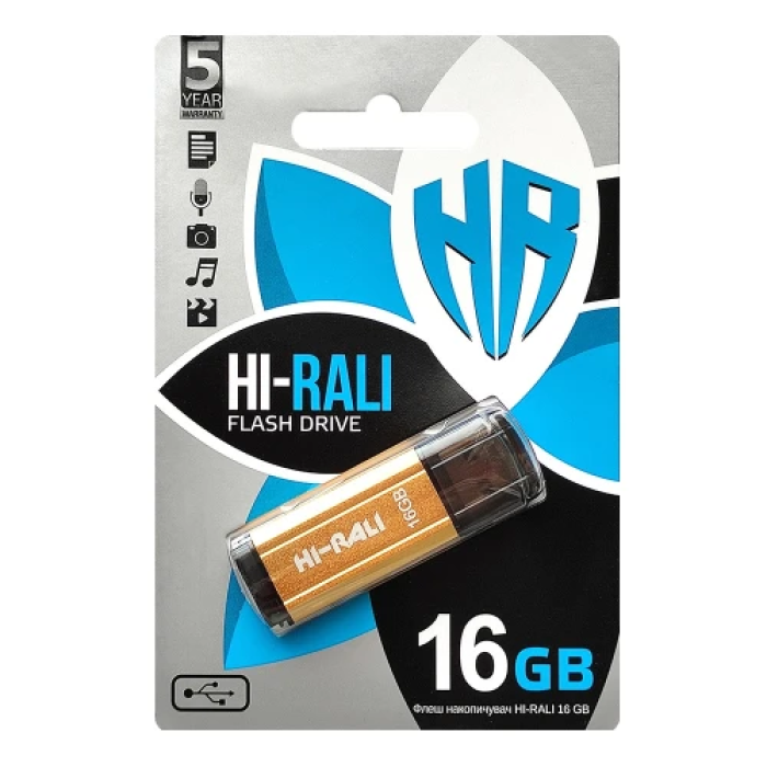 Флеш накопичувач USB 16Gb Hi-Rali Stark, Gold, USB 2.0 (HI-16GBSTGD)