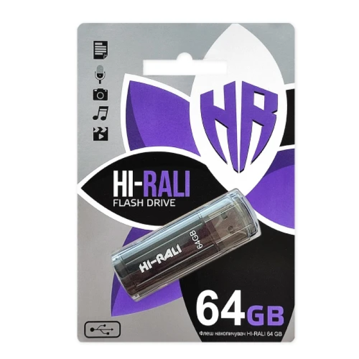 Флеш накопичувач USB 64Gb Hi-Rali Stark, Black, USB 2.0 (HI-64GBSTBK)
