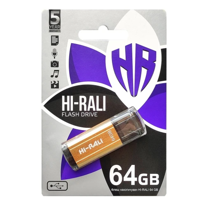 Флеш накопичувач USB 64Gb Hi-Rali Stark, Gold, USB 2.0 (HI-64GBSTGD)