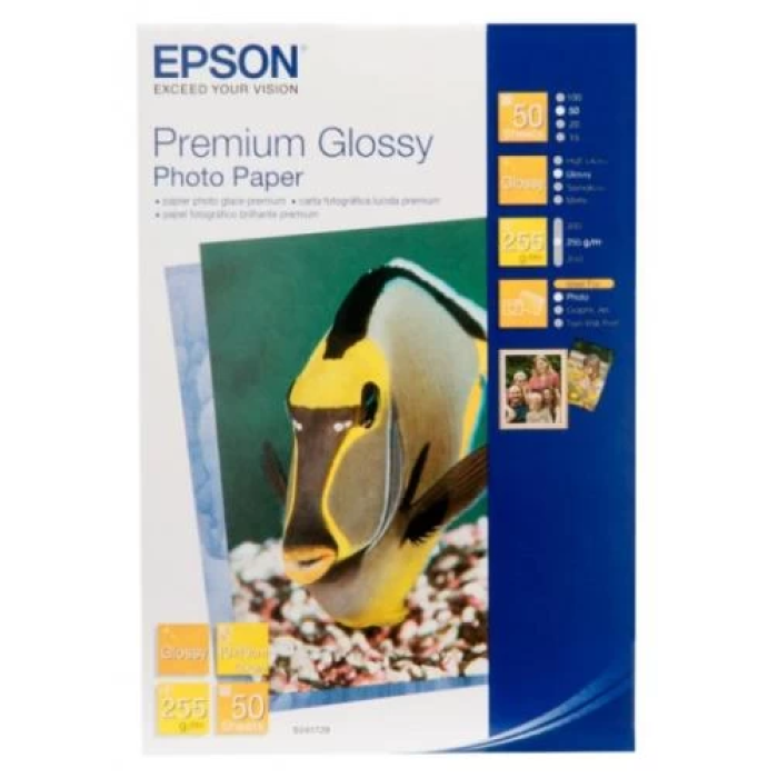 Фотопапір Epson, глянсовий, A6 (10x15), 255 г/м², 50 арк, Premium Series (C13S041729)