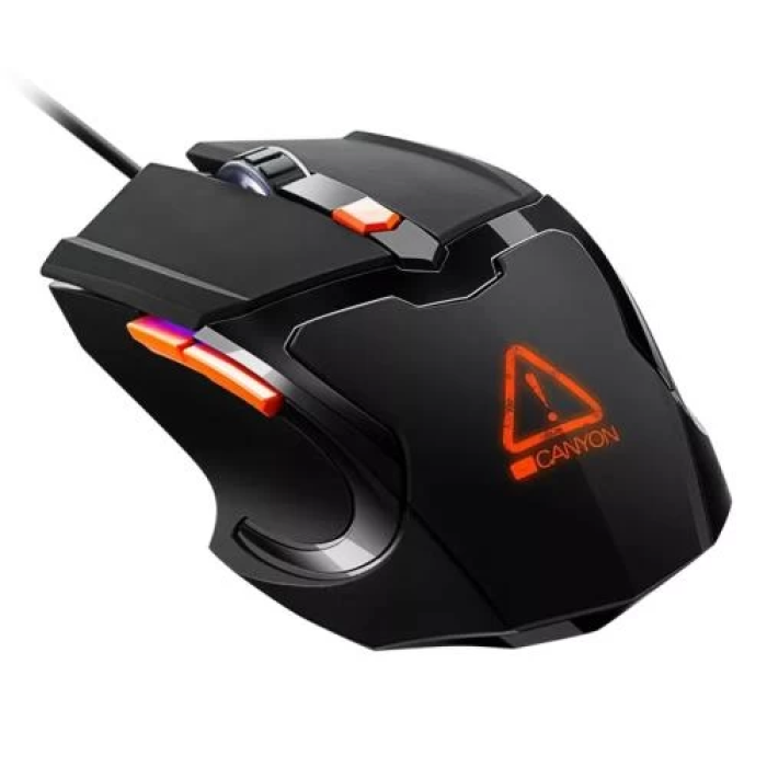 Миша Canyon Vigil, Black, USB, оптична (сенсор Pixart 3168), 800 - 3200 dpi, RGB-підсвічування, 6 програмованих кнопок, 1.65 м (CND-SGM02RGB)