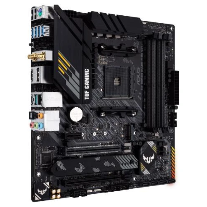 Мат.плата AM4 (B550) Asus TUF GAMING B550M-PLUS WIFI II, B550, 4xDDR4, CrossFire, Int.Video(CPU), 4xSATA3, 2xM.2, 1xPCI-E 16x 4.0, 1xPCI-E 16x 3.0, 1xPCI-E 1x 3.0, ALC S1200A, RTL8125B, WiFi 6, Bluetooth 5.2, 8xUSB3.2/6xUSB2.0, HDMI/DP, MicroATX