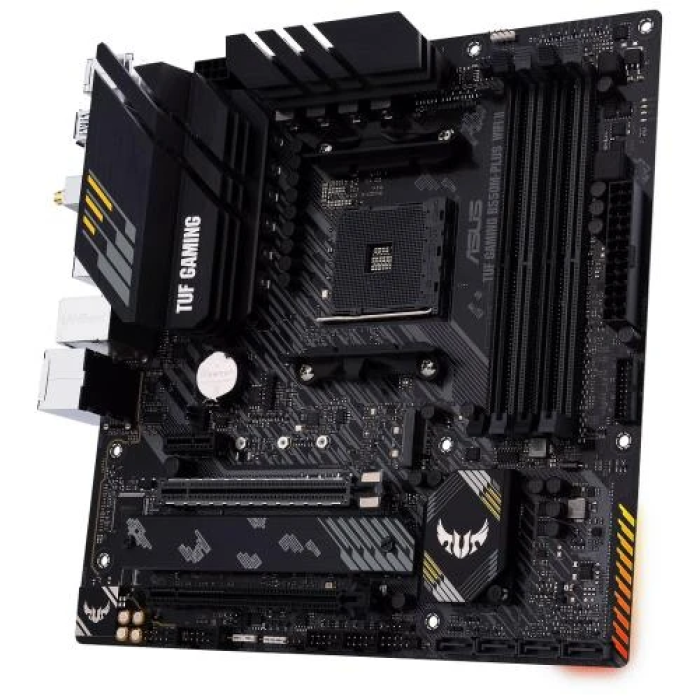 Мат.плата AM4 (B550) Asus TUF GAMING B550M-PLUS WIFI II, B550, 4xDDR4, CrossFire, Int.Video(CPU), 4xSATA3, 2xM.2, 1xPCI-E 16x 4.0, 1xPCI-E 16x 3.0, 1xPCI-E 1x 3.0, ALC S1200A, RTL8125B, WiFi 6, Bluetooth 5.2, 8xUSB3.2/6xUSB2.0, HDMI/DP, MicroATX