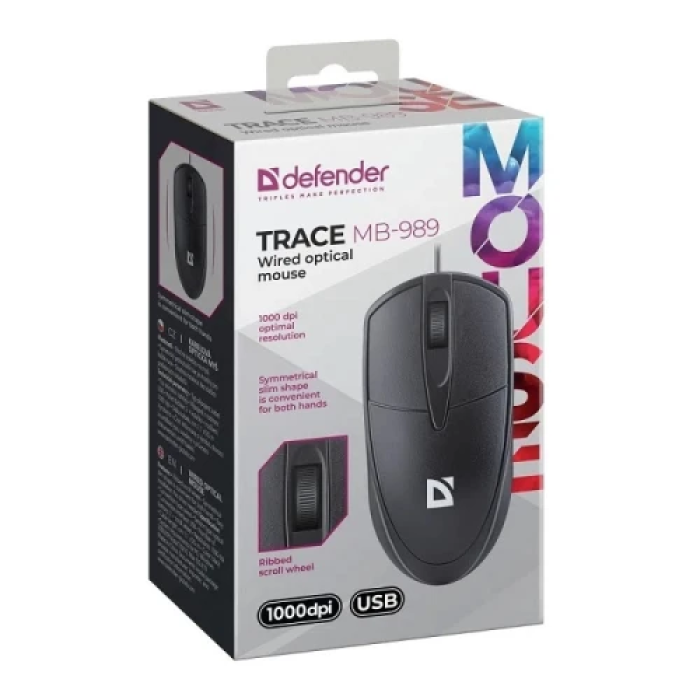 Комп’ютерна миша Defender Trace MB-989, чорна, 1000 dpi