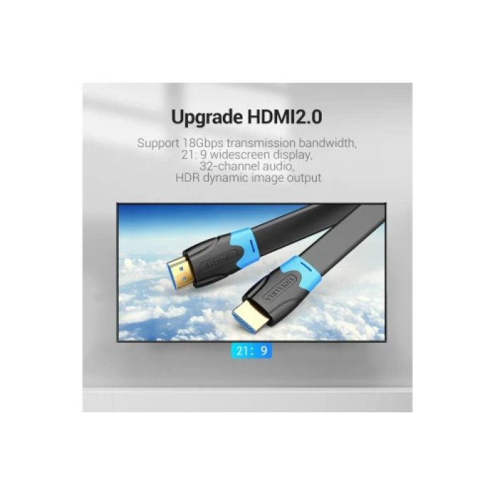 Плоский HDMI-кабель Vention V2.0 для 4K, 1,5 м