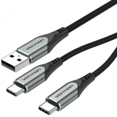 Кабель USB AM — 2xType-C (розгалужувач) Vention CQOHF 1 м, чорний, 2,4 А