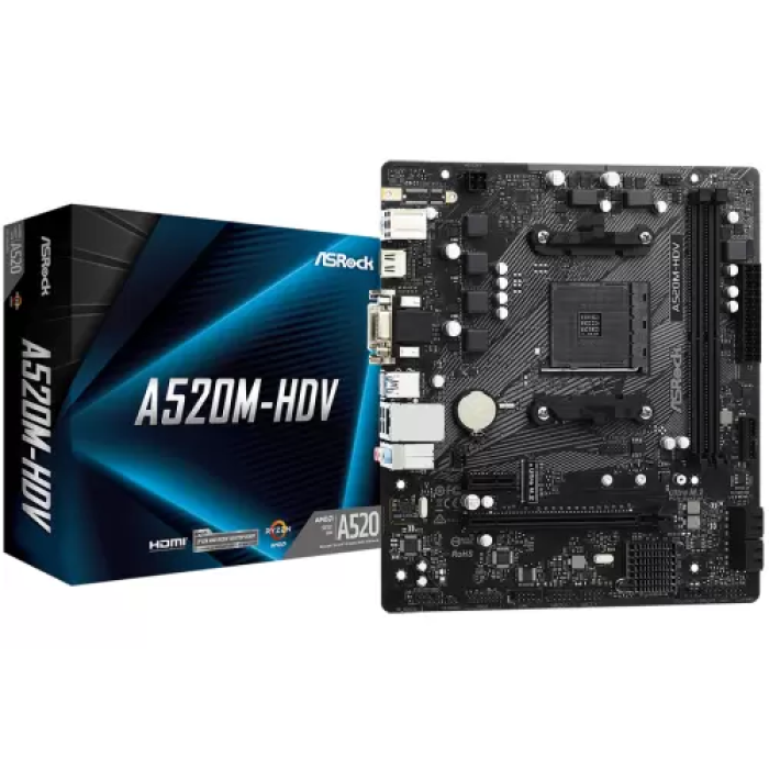 Материнська плата ASRock A520M-HDV для ПК з 2 слотами DDR4