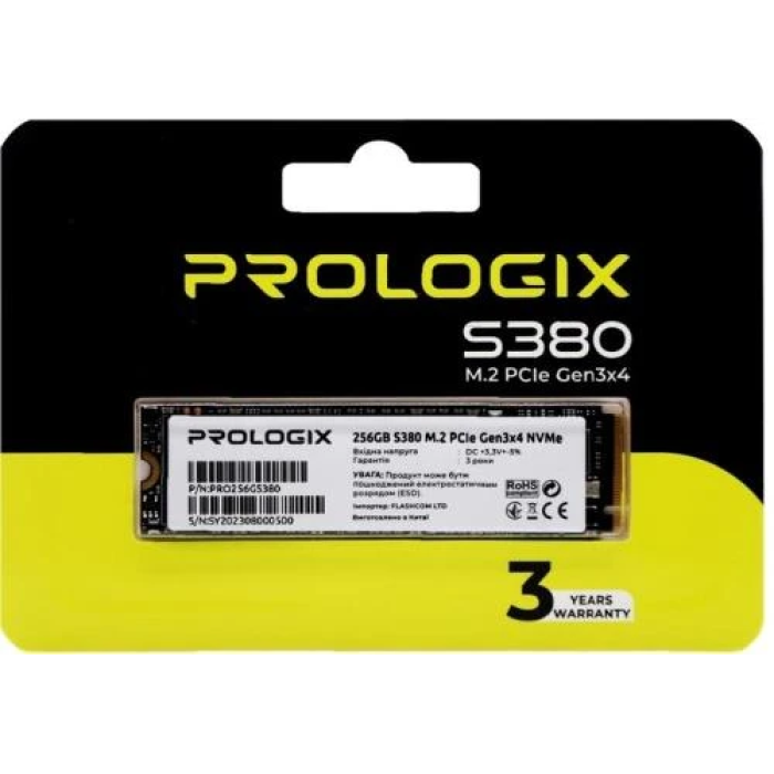 SSD ProLogix S380 256 ГБ з інтерфейсом PCIe 3.0 x4