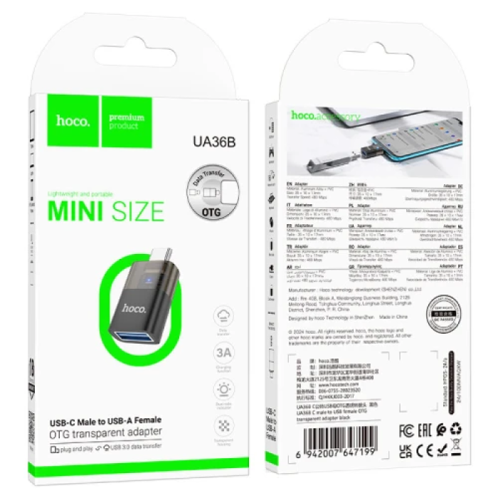 Перехідник Hoco UA36B з Type-C на USB 3.0