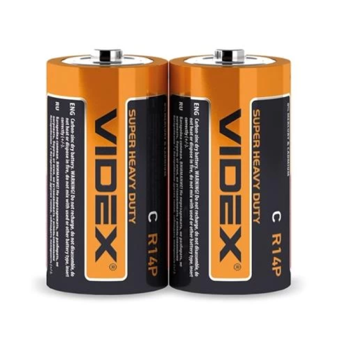 Сольова батарейка C (R14) Videx 1,5 В, 2 шт