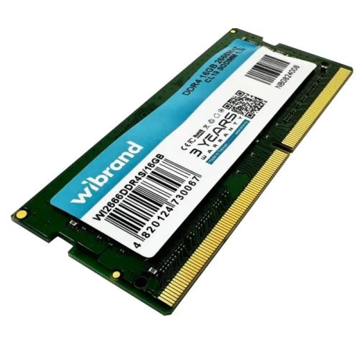 Пам'ять SO-DIMM, DDR4, 16Gb, 2666 MHz, Wibrand, 1.2V, CL19 (WI2666DDR4S/16GB)