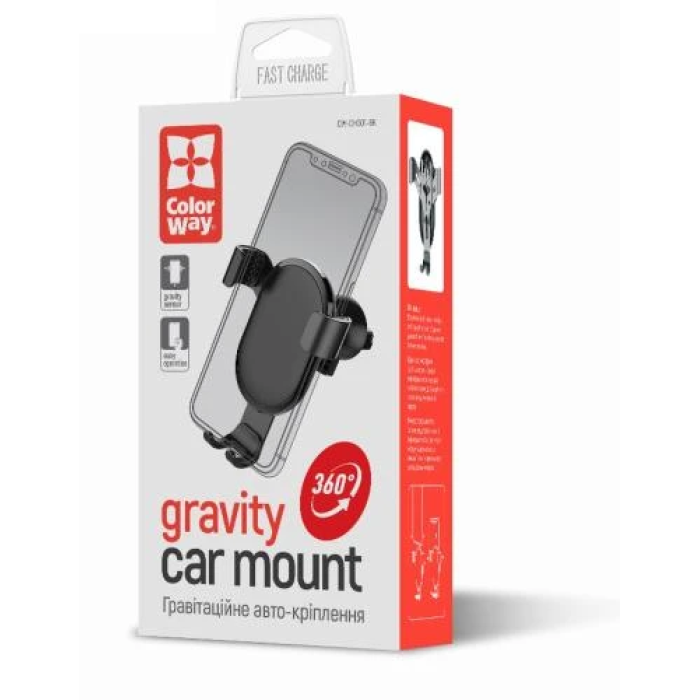 Автотримач ColorWay Metallic Gravity Holder для телефону до 6,5 дюйма