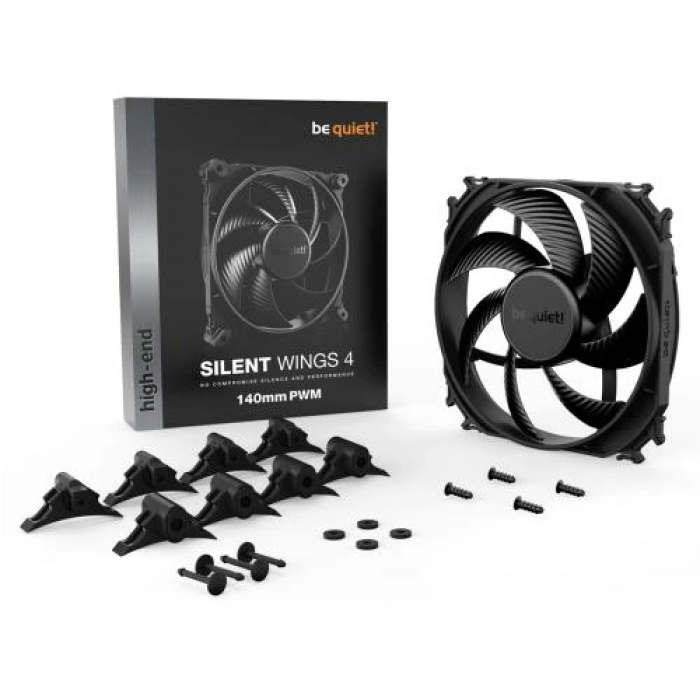 Вентилятор 140 мм, be quiet! Silent Wings 4, Black, 140х140х25 мм, до 1100 об/хв, до 13.6 дБ, 4-pin (PWM), гідродинамічний підшипник (BL096)