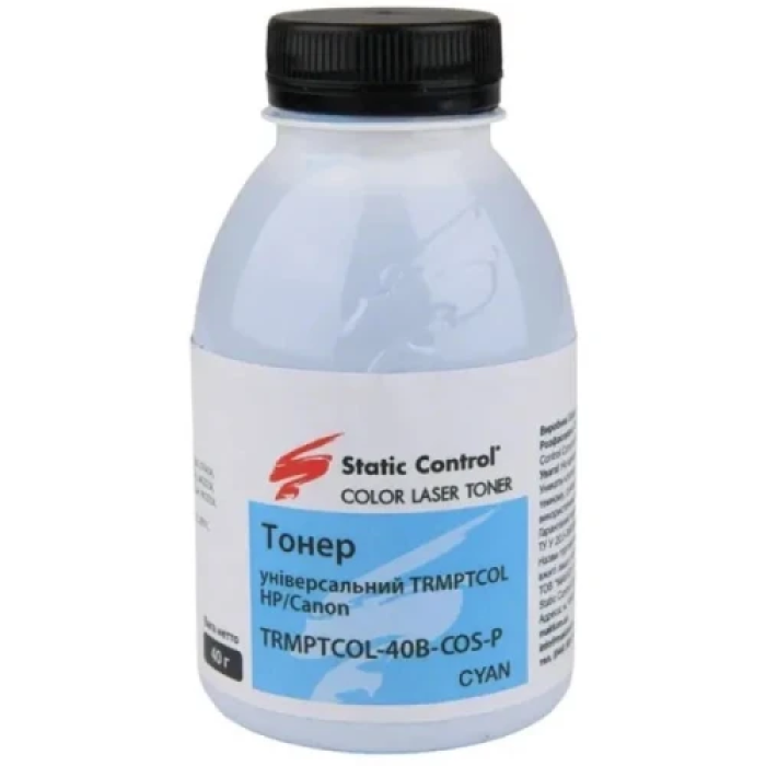 Тонер Static Control TRMPTCOL Cyan 40 г для HP і Canon