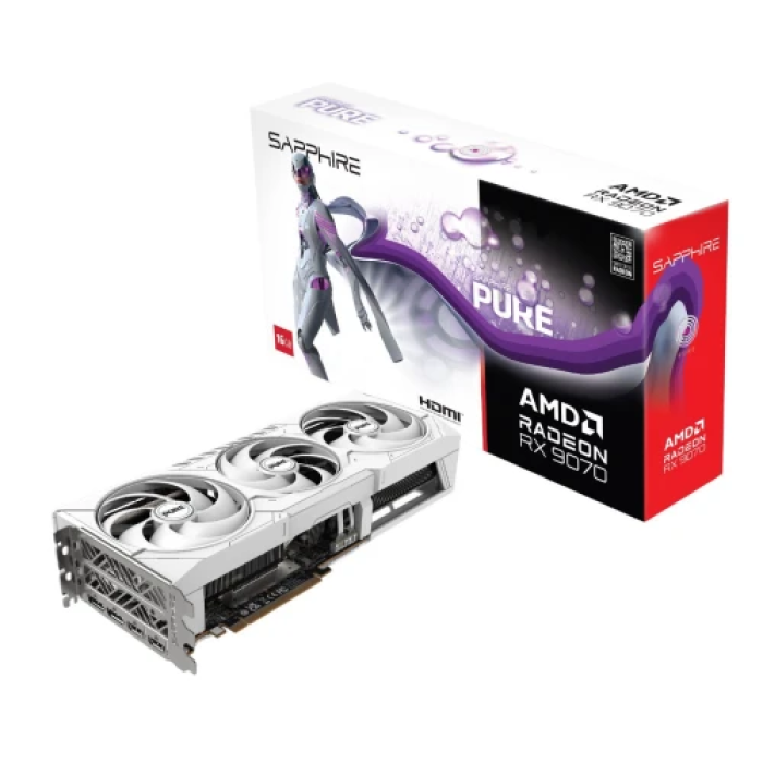 Відеокарта Sapphire Radeon RX 9070 PURE White Edition 16 ГБ
