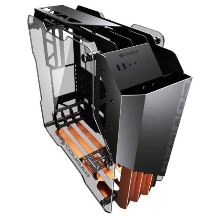 Корпус Cougar Blazer Black/Orange, без БЖ, Mid Tower, для ATX/Micro ATX / Mini ITX / CEB, 2xUSB 3.0, бічна панель із загартованого скла 5 мм, 560x226x535 мм