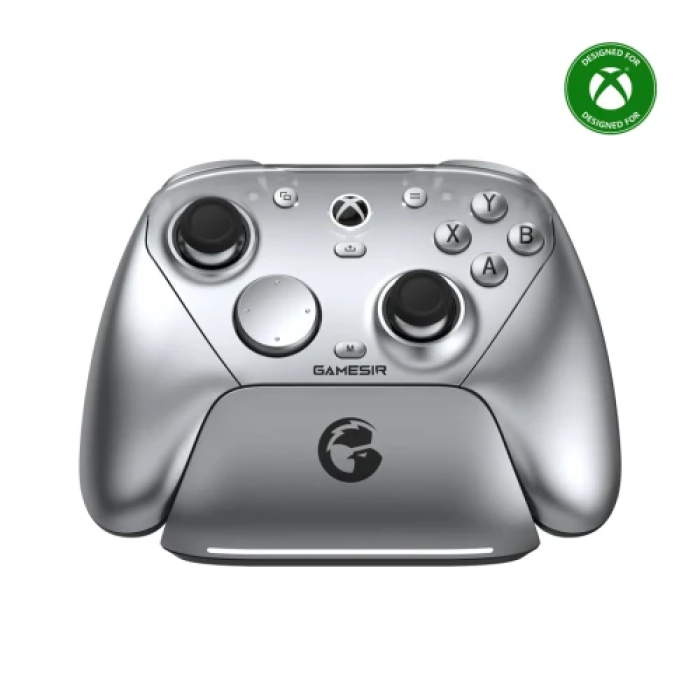 Геймпад GameSir G7 Pro, Metallic Silver, бездротовий (Bluetooth / USB 2.4GHz / Type-C), для ПК / XBOX Series X|S|One / Android / Steam, 16 кнопок / 2 аналогові стіки / D-Pad, вібрація, 3.5 мм, акумулятор 1200 mAh