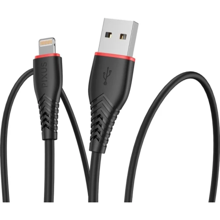 Кабель USB AM - Lightning, 1 м, Black, Pixus Start, 2.4A