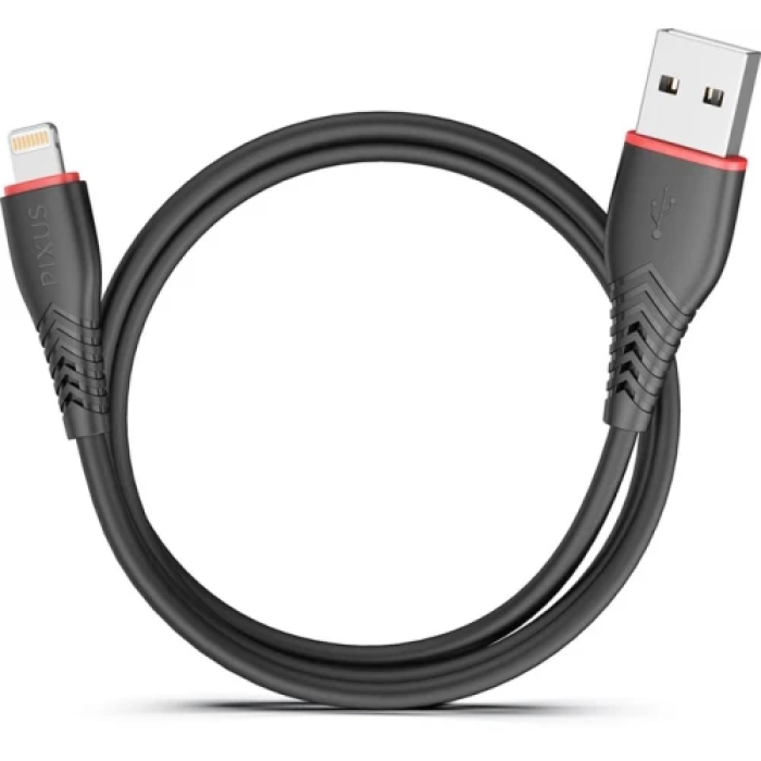Кабель USB AM - Lightning, 1 м, Black, Pixus Start, 2.4A