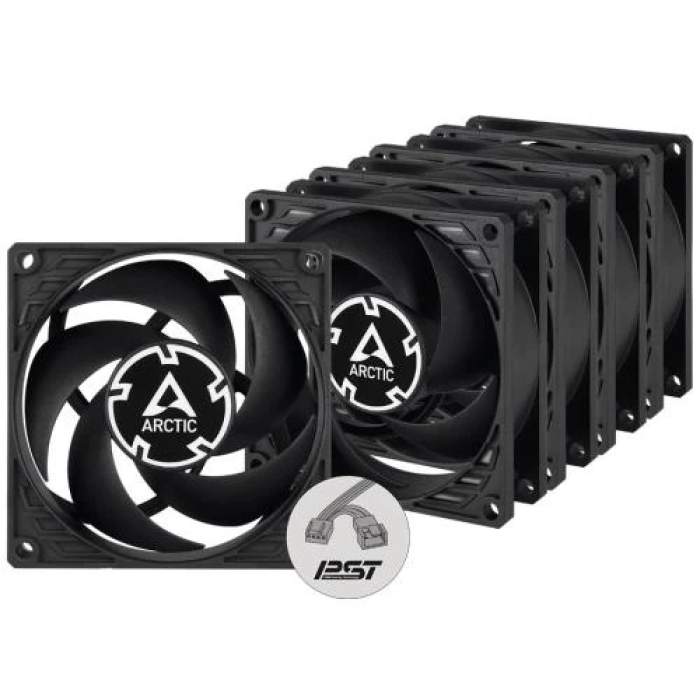 Вентилятор 80 мм, Arctic P8 PWM PST, Black, 5 шт, 80х80х25 мм, PWM, 200-3000 об/хв, 4-pin, гідравлічний підшипник (ACFAN00154A)