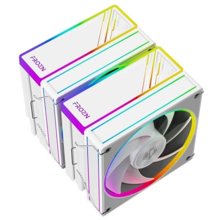 Кулер для процесора ID-Cooling FROZN A620 ARGB White, 2x120 мм, 6 теплових трубок, алюміній/мідь, Intel: 1700, 1200, 115x, AMD: AM4/AM5, 500±200 ~ 2000±10% об/мин, 27.2dB(A) Max, 157х120х142 мм, 4-pin PWM ARGB, до 270 Вт