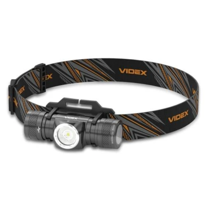 Ліхтар налобний Videx H065A, Black, 1200 Лм, 5000K, до 100 м, 6 режимів роботи, світлодіод Luminus SST40 (10 Вт), акумулятор Li-ion 18650 2200 mAh або 2xCR123A, Type-C, IP68 (VLF-H065A)