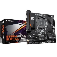 Мат.плата AM4 (B550) Gigabyte B550M AORUS ELITE AX, B550, 4xDDR4, Int.Video(CPU), 4xSATA3, 2xM.2, 1xPCI-E 4.0 x16, 1xPCI-E 3.0 x16, 1xPCI-E 3.0 x1, ALC887, GLan, WiFi 6E, Bluetooth 5.3, 6xUSB3.2/6xUSB2.0, DVI-D/HDMI, MicroATX