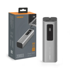Універсальна мобільна батарея 20000 mAh, Videx VPB-366, Grey, 165 Вт, 2xType-C (PD3.0) / 1xUSB (QC3.0), цифровий LED дисплей (VPB-366-G)