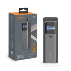 Універсальна мобільна батарея 30000 mAh, Videx VPB-316, Grey, 162 Вт, 2xType-C (PD3.0) / 1xUSB (QC3.0), TFT дисплей (VPB-316-G)