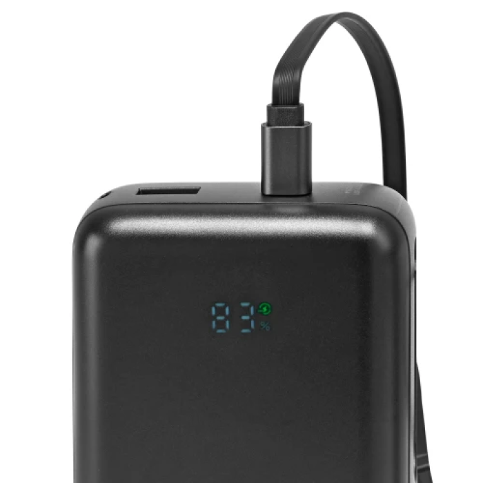 Універсальна мобільна батарея 20000 mAh, Titanum WCS20, Black, 45 Вт, 1xType-C (PD3.0) / 1xUSB (PD3.0), вбуд. кабель Type-C, цифровий LED дисплей (TPB-WCS20-B)