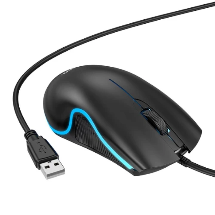 Миша Hoco GM19 "Enjoy", Black, USB, оптична, 1000 dpi, LED підсвічування, 3 кнопки, 1.4 м