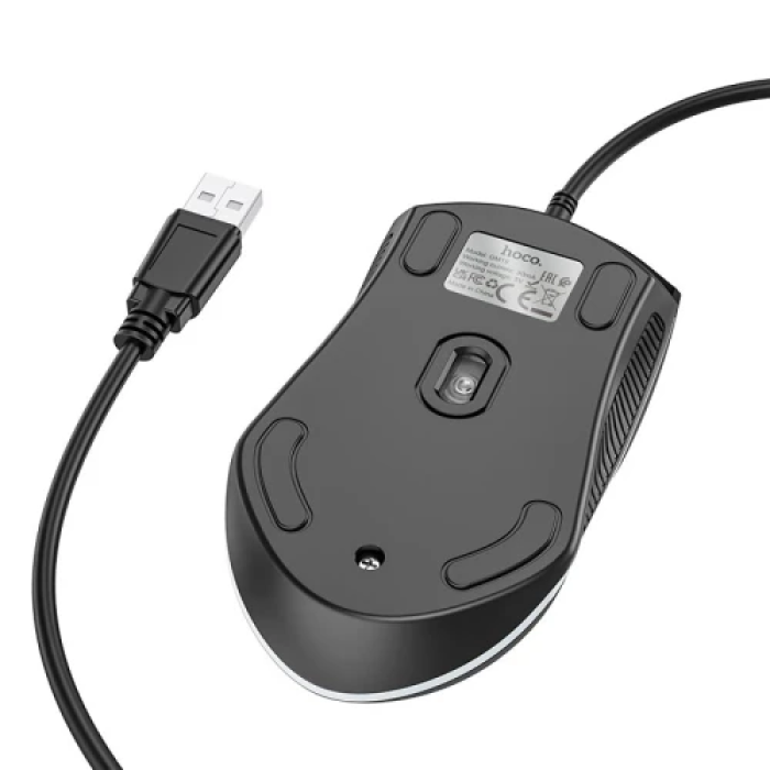 Миша Hoco GM19 "Enjoy", Black, USB, оптична, 1000 dpi, LED підсвічування, 3 кнопки, 1.4 м