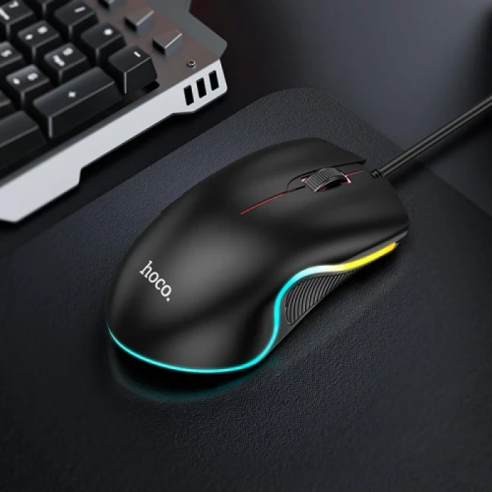 Миша Hoco GM19 "Enjoy", Black, USB, оптична, 1000 dpi, LED підсвічування, 3 кнопки, 1.4 м