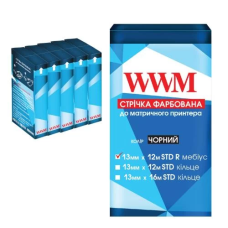 Стрічка 12.7 мм х 12 м, WWM, Black, правий мебіус, STD, 5 од (R13.12SR5)