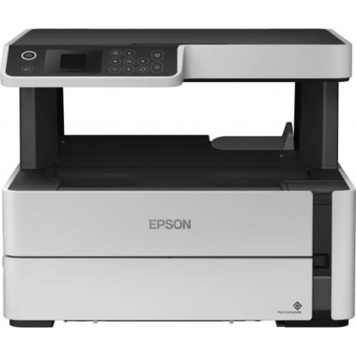 БФП струменевий ч/б A4 Epson M2140, Black, 2400х1200 dpi, дуплекс, до 39 стор/хв, РК-екран 3.7 см, USB, вбудоване СБПЧ, два контейнери з чорнилом по 120 мл, чорнило Epson 110 (C11CG27405)