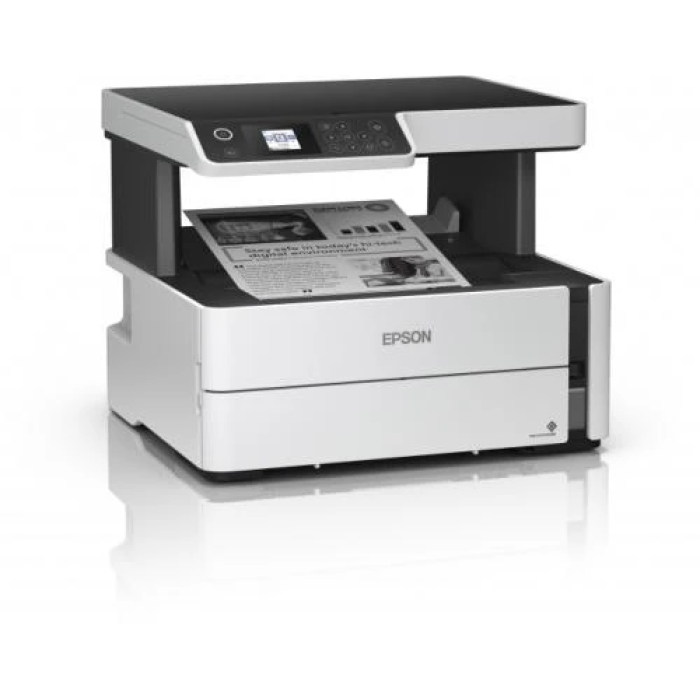 БФП струменевий ч/б A4 Epson M2140, Black, 2400х1200 dpi, дуплекс, до 39 стор/хв, РК-екран 3.7 см, USB, вбудоване СБПЧ, два контейнери з чорнилом по 120 мл, чорнило Epson 110 (C11CG27405)