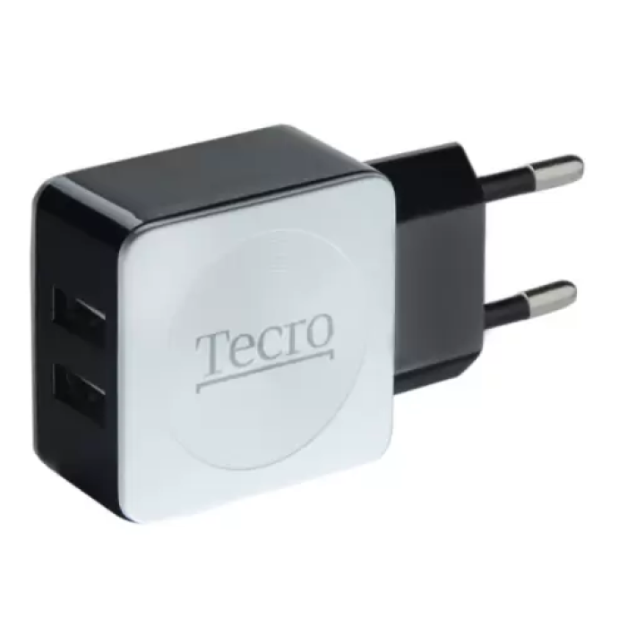 Мережевий зарядний пристрій Tecro, White-Black, 2xUSB, 2.1A, (TR-CHG02-BW)