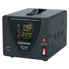 Стабілізатор Gemix SDR-2000 2000VA (1400 Вт), вхід. напруга 140-260В, вих напруга 220В + - 6,8% 50 Гц, цифрові індикатори
