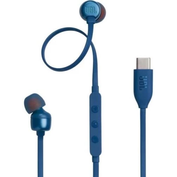 Навушники JBL Tune 310, Blue, 3.5 мм, мікрофон, однокнопковий пульт керування, технологія "Pure Bass", алюмінієві вставки (JBLT310CBLU)